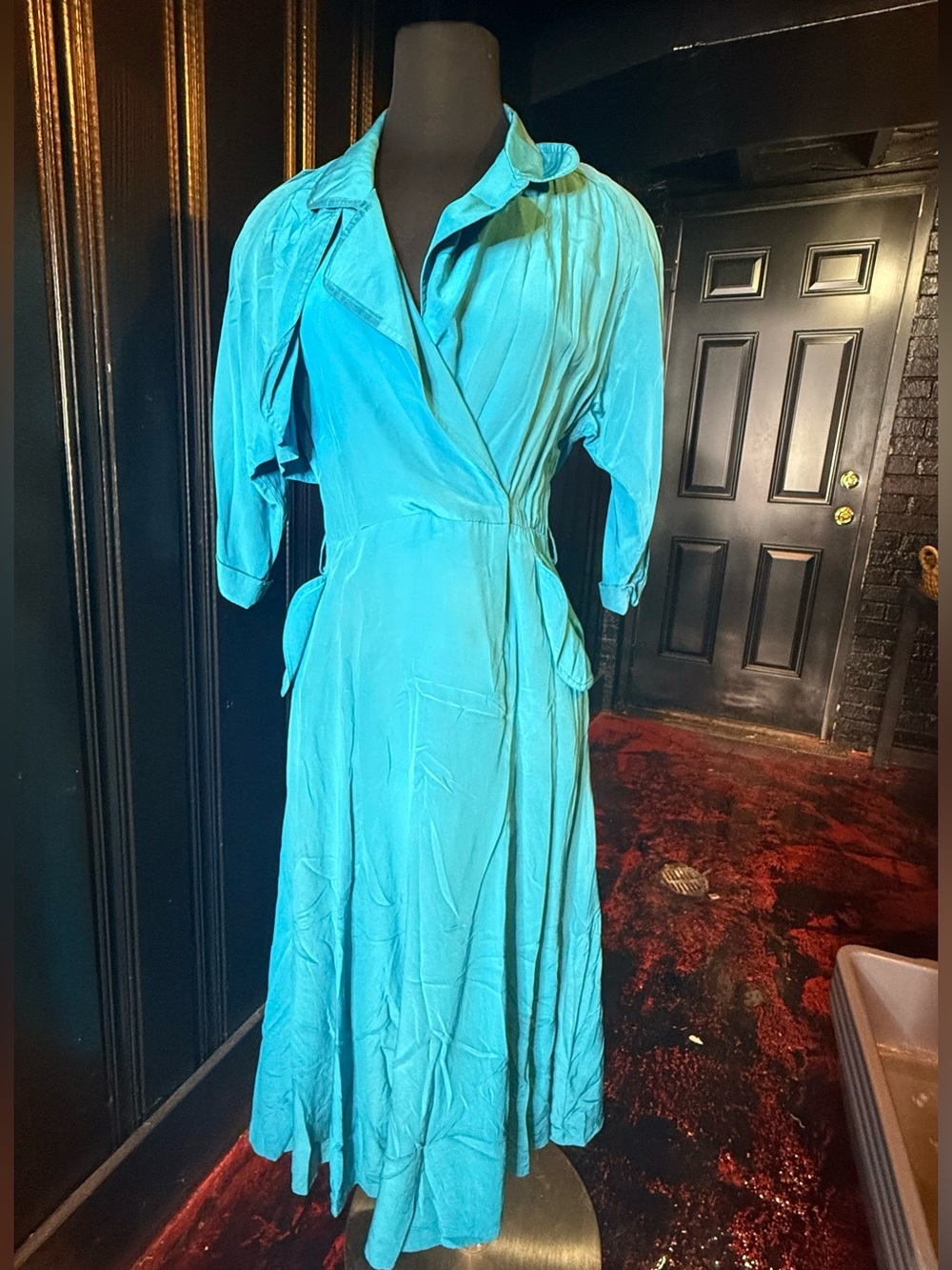 Liz Claiborne Turquoise Vintage Wrap Dress Silk